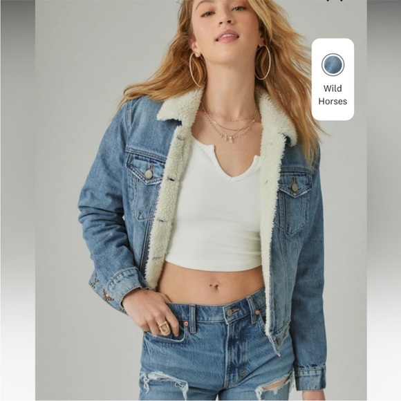 NWT Lucky Brand x Yellowstone Horse Embellished Faux Shearling Denim Jacket - - Picture 3 of 10